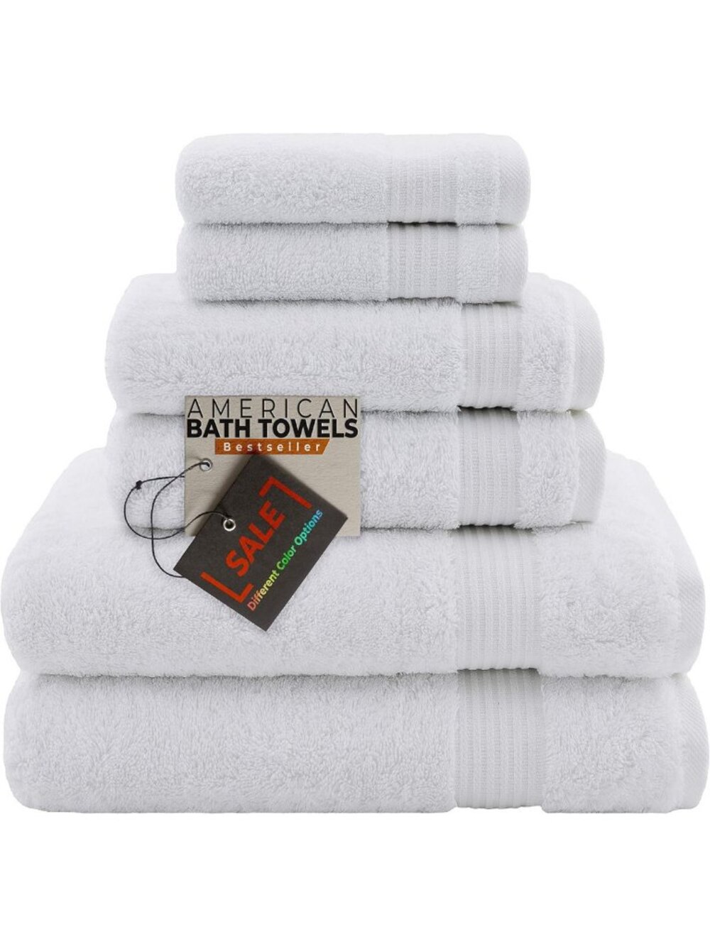 Ultra Soft 100% Cotton 6-Piece Turkish Towel Set - Absorbent Bath Towels, White